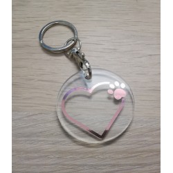 keyring with loveheart and pawprint